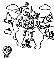 coloriage Telettubies et les lapins